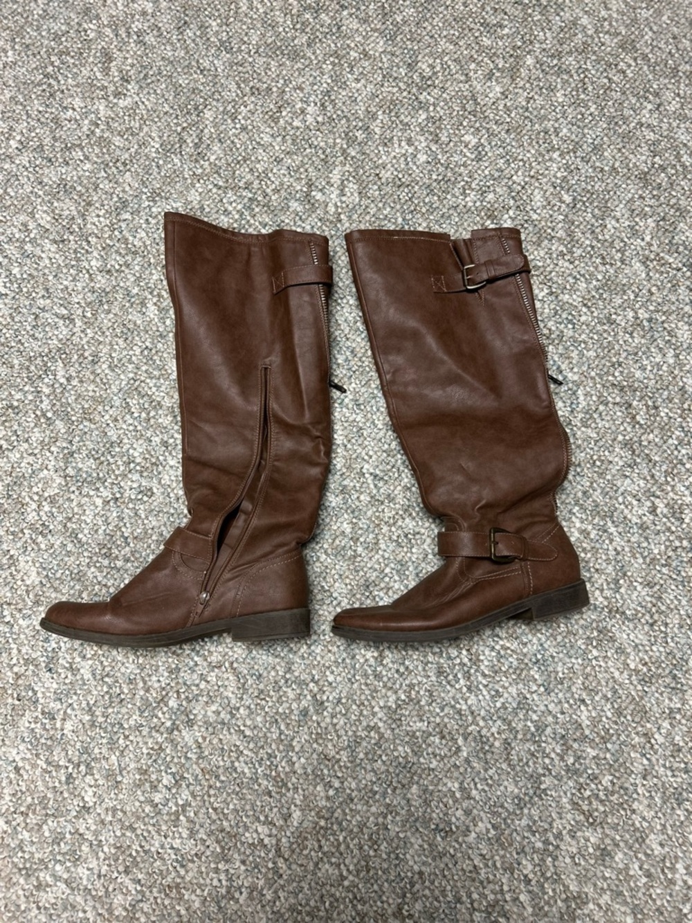 Shoe Dazzle Brown Over-the-Knee Buckle Riding Boots